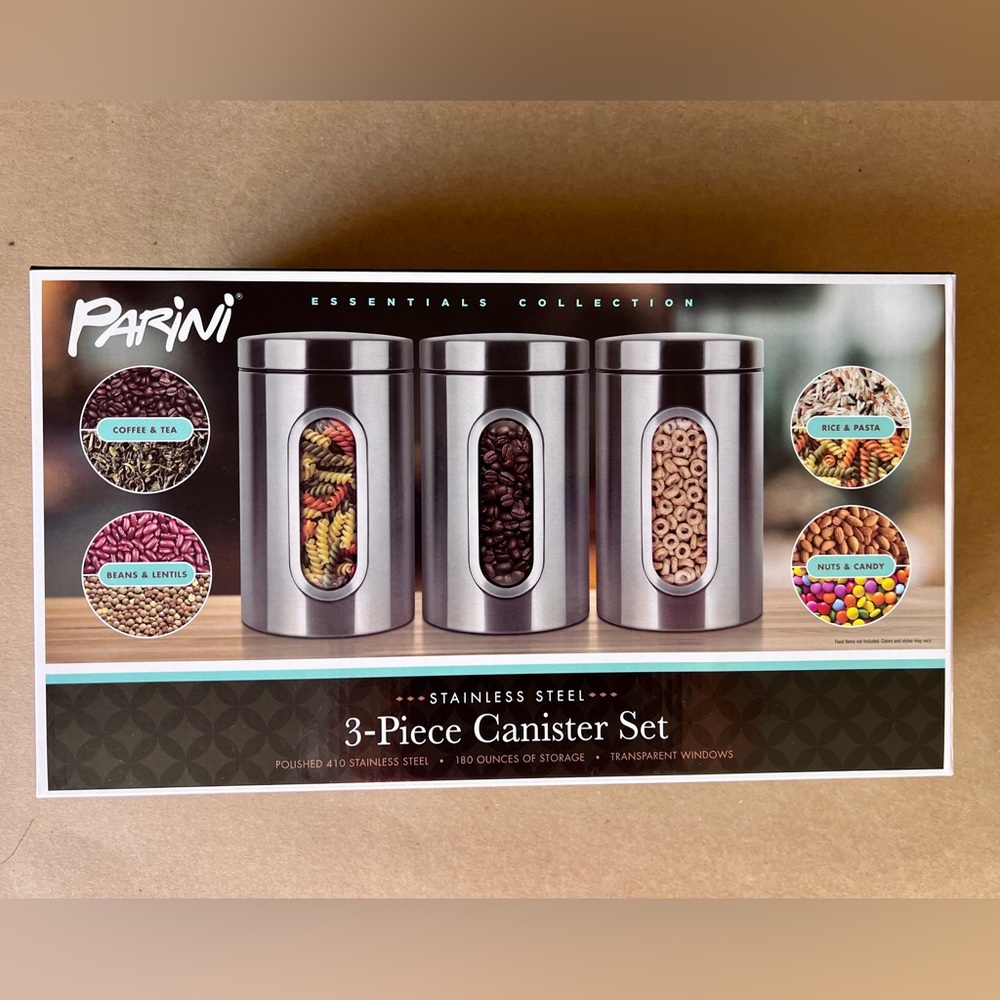 Parini 3-piece Stainless Steel Storage Canister Set (Condition: New)